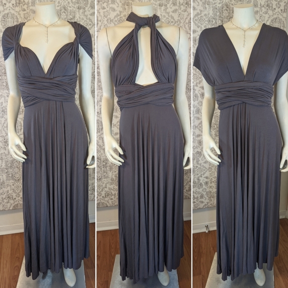Lulus Multiway Tricks of the Trade Dark Grey Convertible Maxi Dress XS - Picture 3 of 14